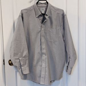 LL Bean grey button down dress shirt L oxford
